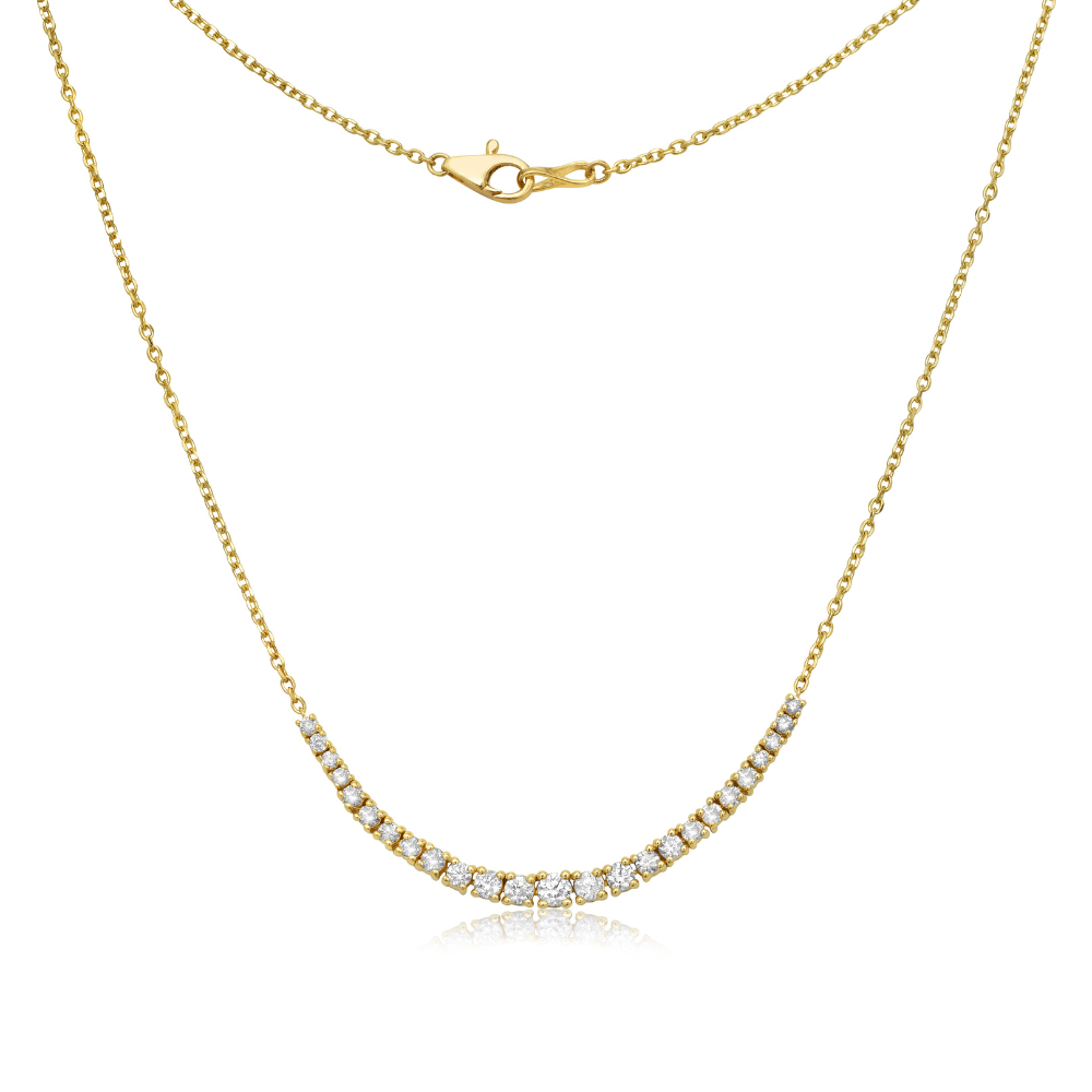 Graduated Diamond Bar Necklace (1.00 ct.) 4-Prongs Setting in 14K Gold ...