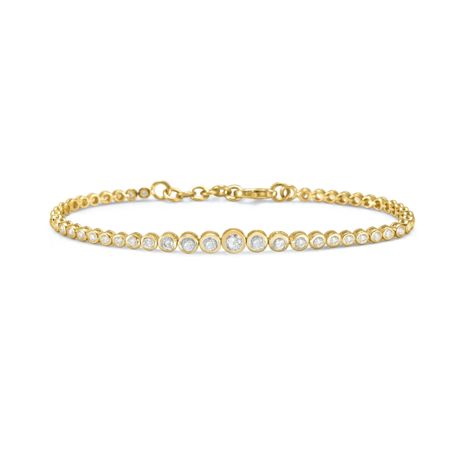 Gold bracelet with embedded stones on a white background