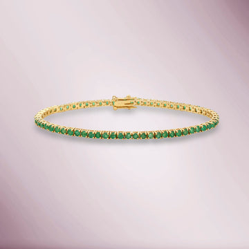 Emerald Tennis Bracelet (3.65 ct.) 4-Prongs Setting in 14K Gold