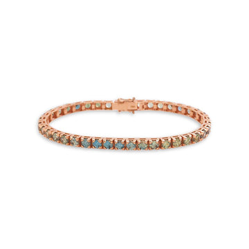 Green Shaded Sapphire Tennis Bracelet (14.00 ct.) 4-Prongs Setting in 18K Gold, Made In Italy