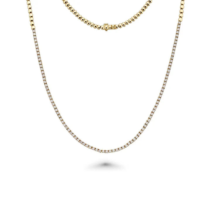 Ready to Ship HalfWay Diamond Tennis Necklace (2.11 ct.) 2mm 4-Prong Setting in 14K Gold