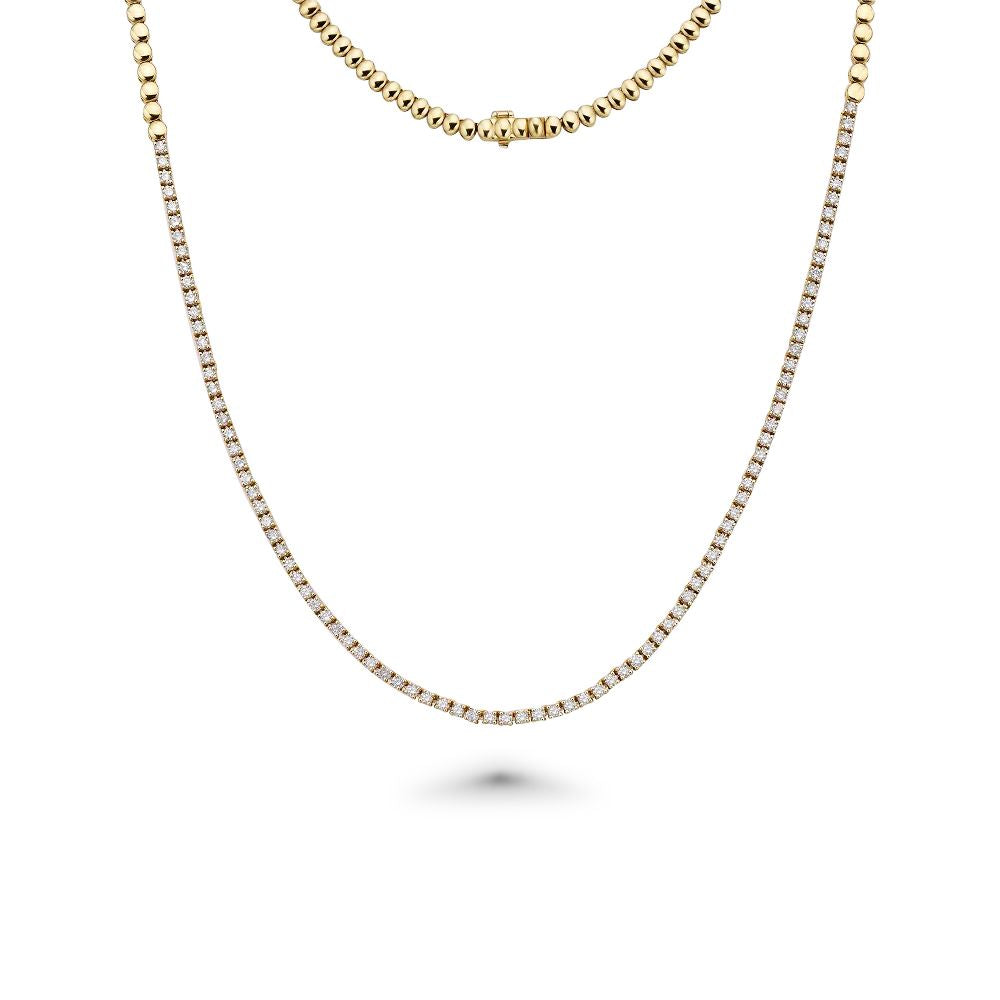 HalfWay Diamond Tennis Necklace (2.11 ct.) 2mm 4-Prong Setting in 14K Gold