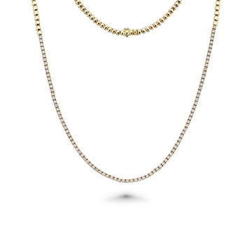 HalfWay Diamond Tennis Necklace (2.11 ct.) 2mm 4-Prong Setting in 14K Gold