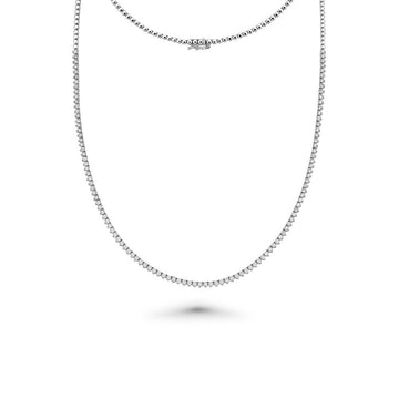 HalfWay Diamond Tennis Necklace ( 3.50 ct.) 2 mm 3-Prongs Setting in 14K Gold