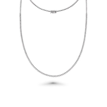 HalfWay Diamond Tennis Necklace ( 3.50 ct.) 2 mm 3-Prongs Setting in 14K Gold