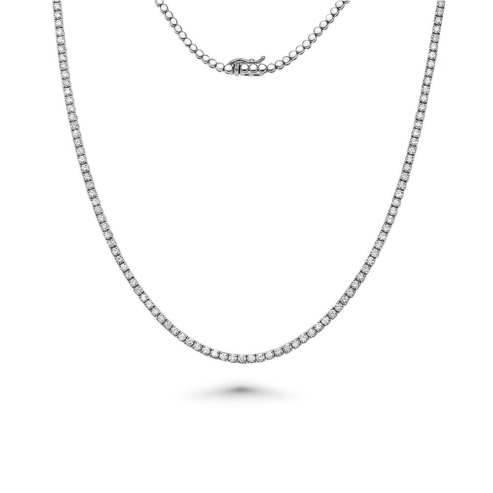 HalfWay Diamond Tennis Necklace (3.50 ct.) 2 mm 4-Prongs Setting in 14K Gold