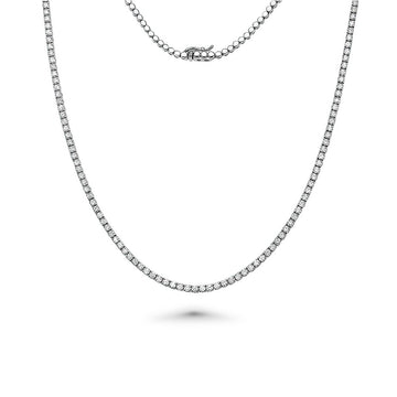 HalfWay Diamond Tennis Necklace (3.50 ct.) 2 mm 4-Prongs Setting in 14K Gold