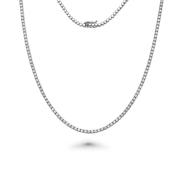 HalfWay Diamond Tennis Necklace (5.00 ct.) 2.3 mm 4-Prongs Setting in 14K Gold