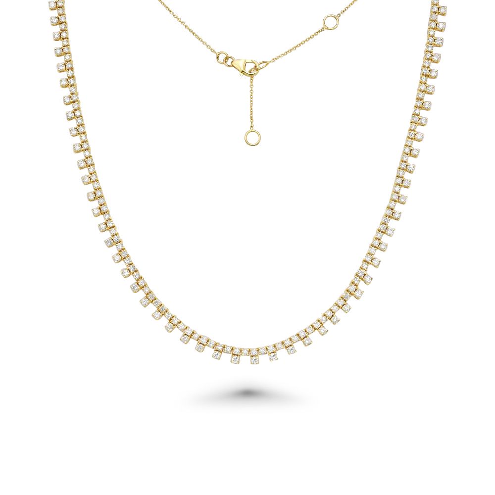 HalfWay Diamond Tennis Necklace (5.75 ct.) 4-Prongs Setting in 14K Gold
