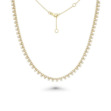 HalfWay Diamond Tennis Necklace (5.75 ct.) 4-Prongs Setting in 14K Gold