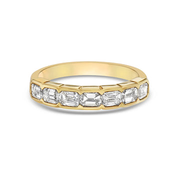 HalfWay Emerald Cut Diamond Eternity Band Ring (1.17 ct.) Bezel Set in 18K Gold