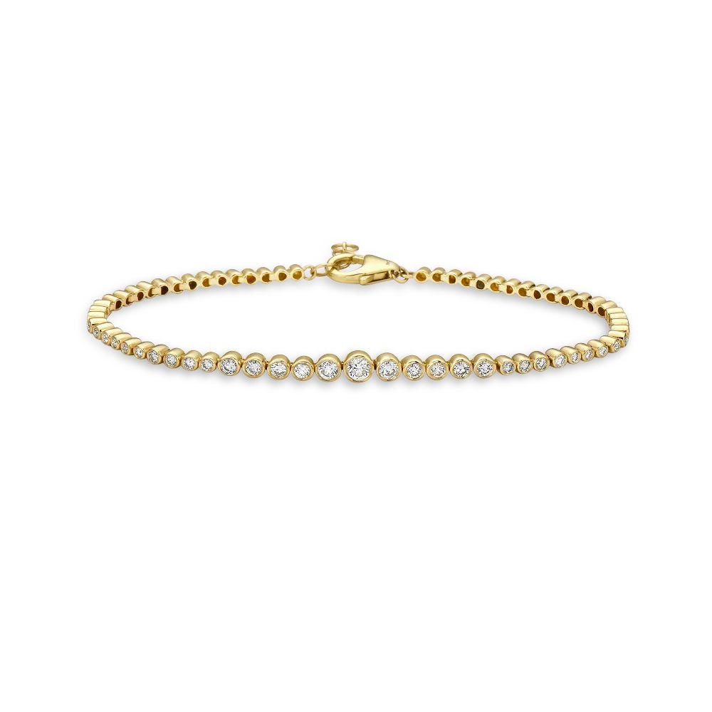 HalfWay Graduated Diamond Tennis Bracelet (0.80 ct.) Bezel Set in 14K Gold