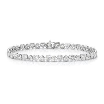 Heart Shape Diamond Bracelet (8.75 ct.) Bezel Set in 18K Gold