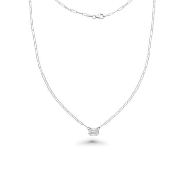 Illusion Rectangular Shape Emerald Cut Diamond Paperclip Necklace (0.50 ct.) in 14k Gold