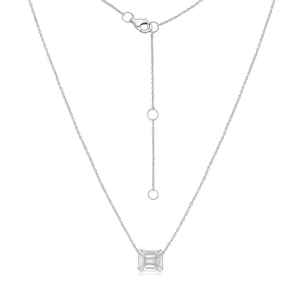 Illusion Emerald Cut Shape Diamond Necklace (0.40 ct.) in 14K Gold