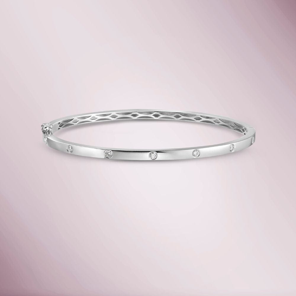 Inlay Diamond Stackable Square Tube Bangle Bracelet Cuff