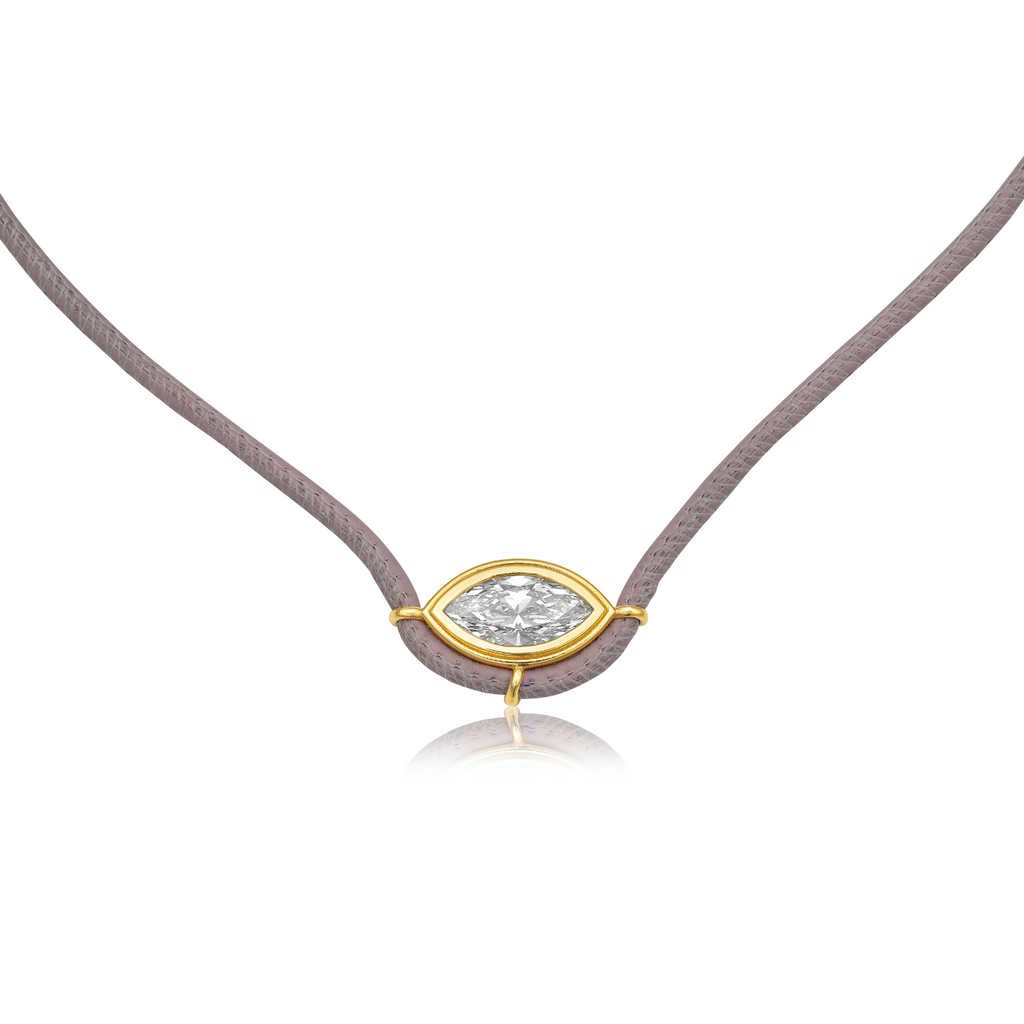 Leather Necklace with 1.50ct Lab-Grown Marquise Diamond – Capucelli Italy