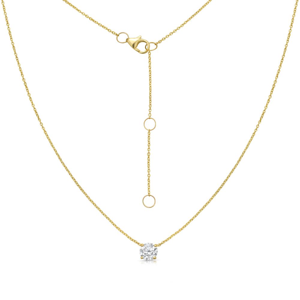 Lab Grown Diamond (0.50 Carats) Round Cut 4-Prongs setting necklace in 14K Gold