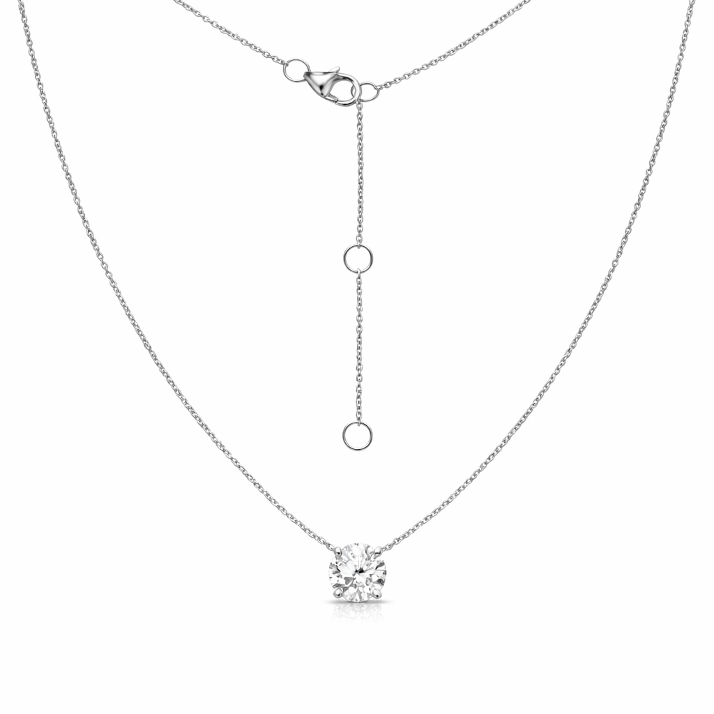 Lab Grown Diamond (0.50 Carats) Round Cut 4-Prongs setting necklace in 14K Gold