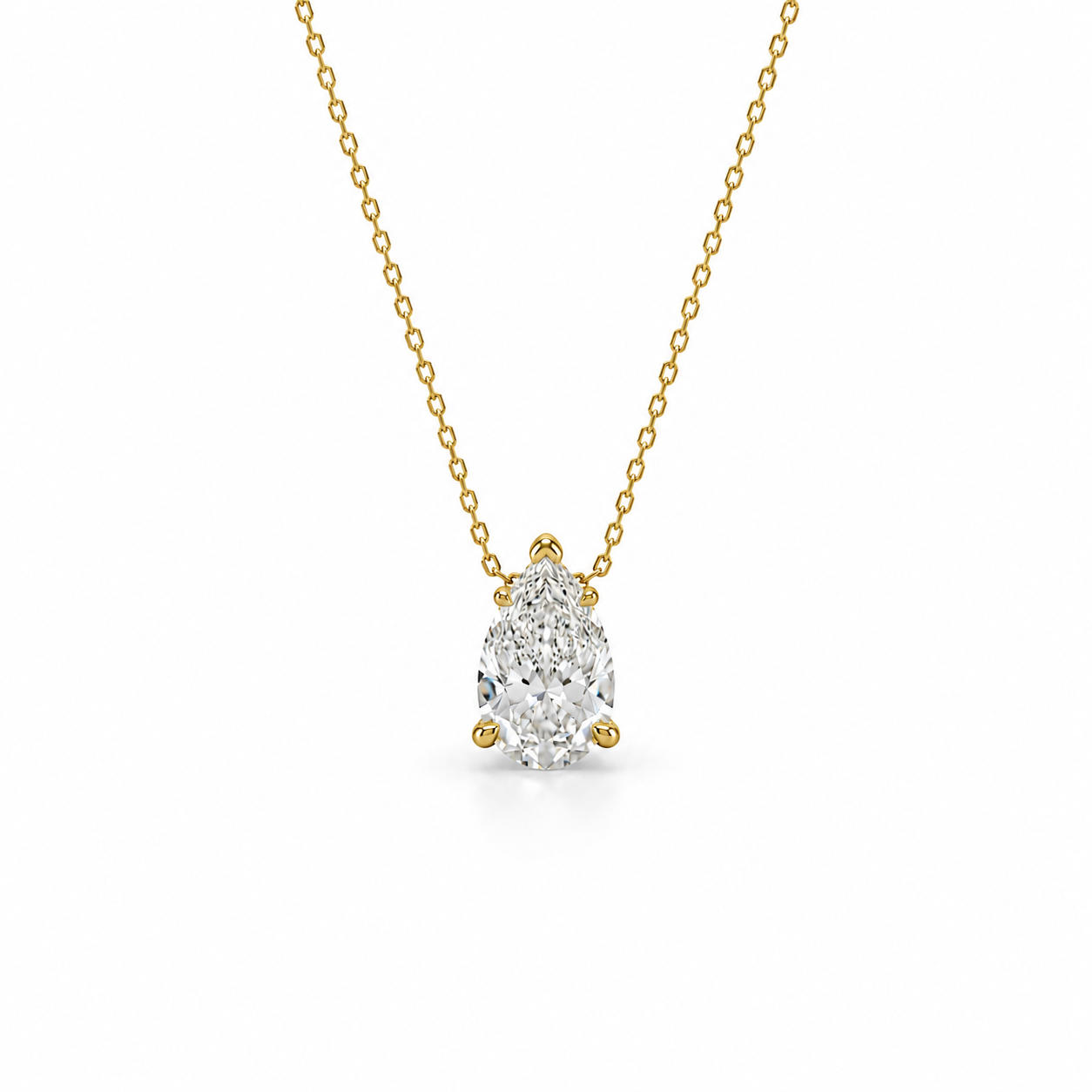 Lab Grown Diamond (1.50 Carats) North South Pear Shape Necklace in 14K Gold