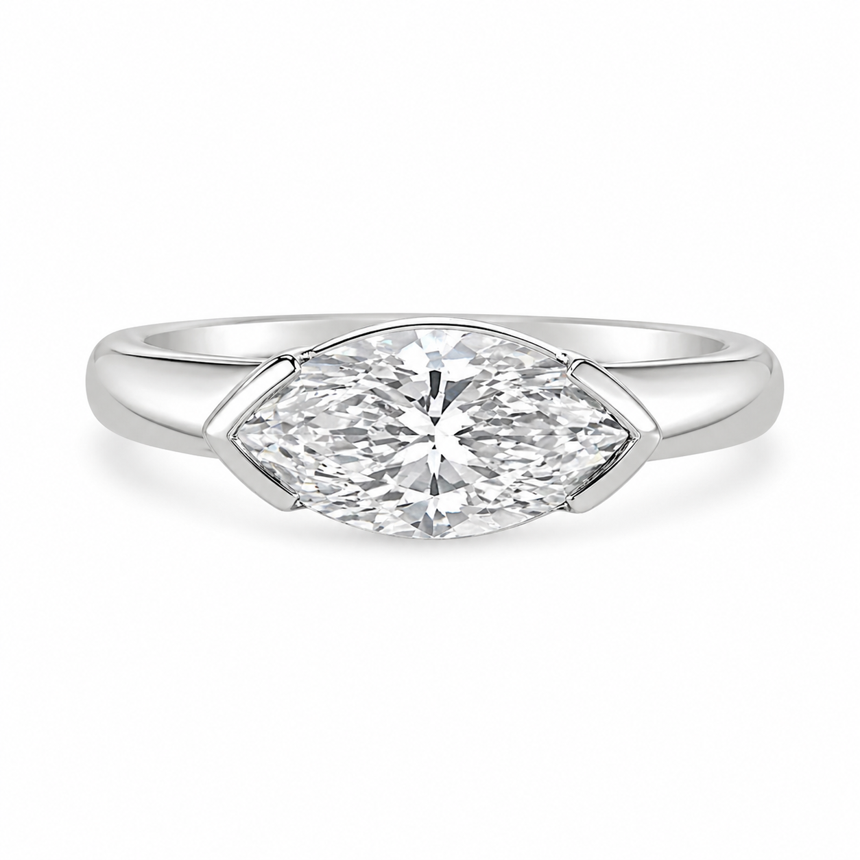 Lab Grown Diamond (2.00 ct.) Marquise Cut East West Ring in 14K Gold