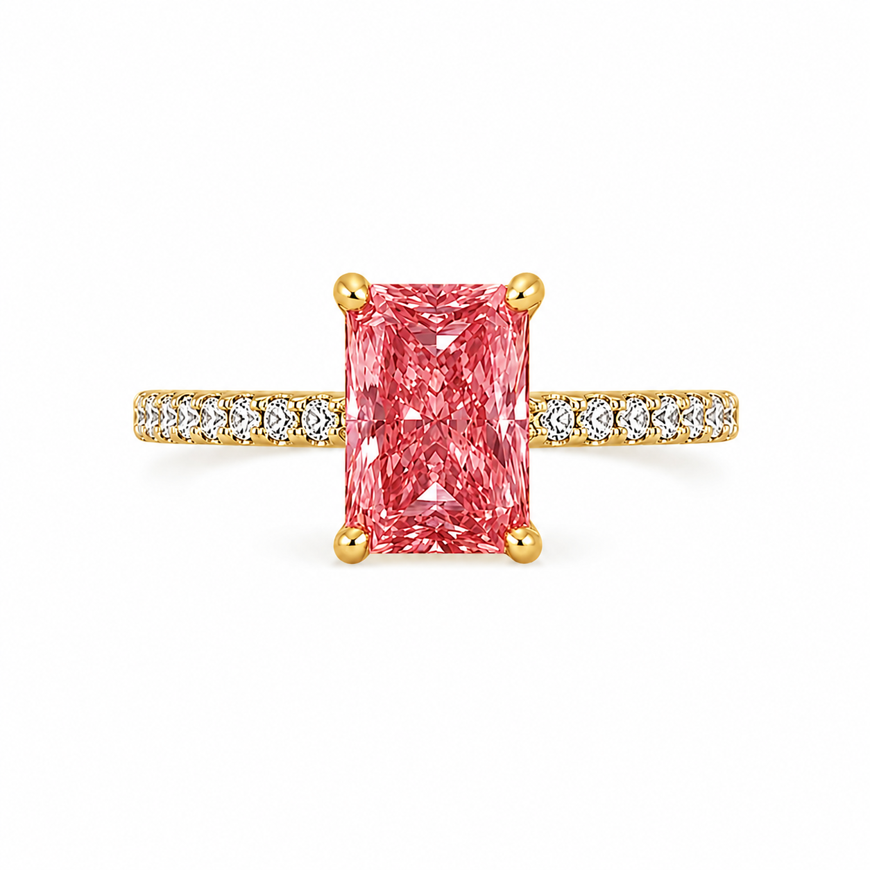 Lab Grown Diamond (2.50 ct.) Radiant Pave' Band Engagement Ring in 14K Gold