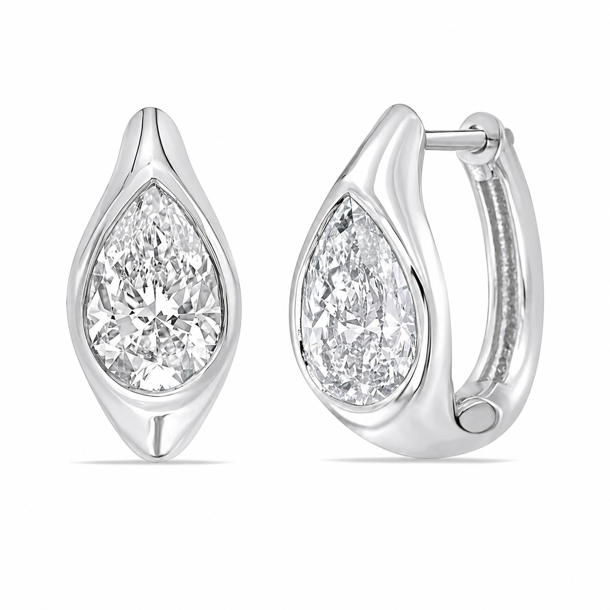 Lab Grown Diamond Pear Huggies Earrings (2.00 ct.) in 14K Gold
