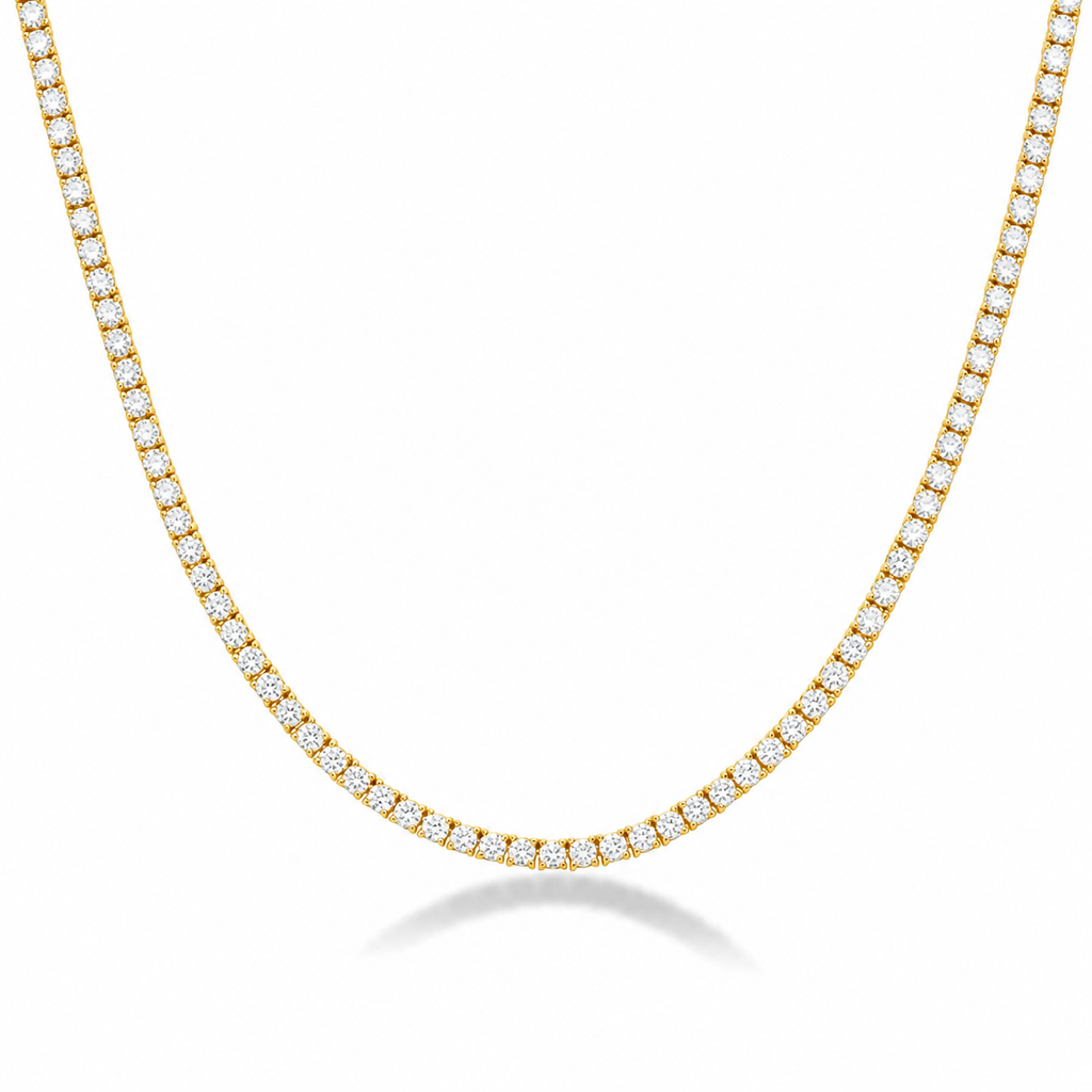 Lab Grown Diamond Tennis Necklace (17.00 ct.) 3.50mm 4-Prongs Setting in 14K Gold