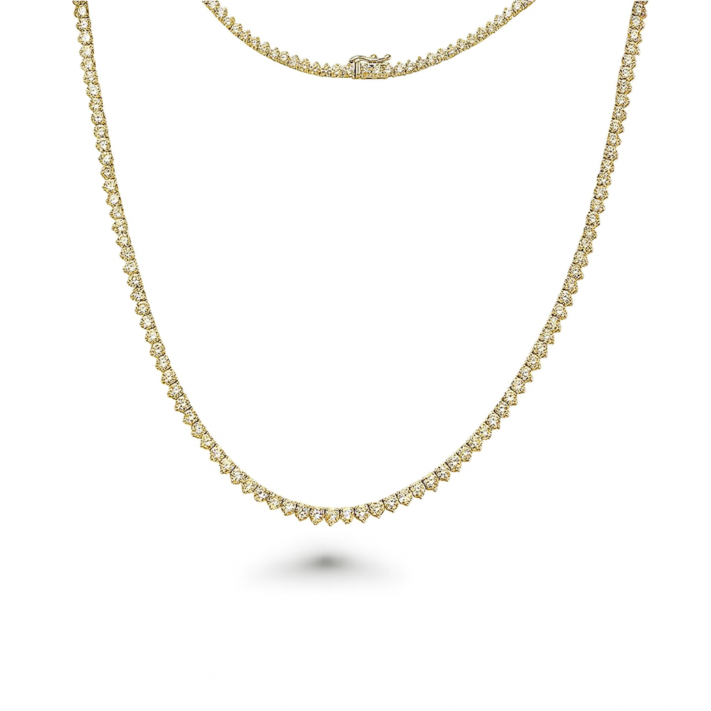 Lab Grown Diamond Tennis Necklace (6.00ct.) 2.50mm 3-Prongs Setting in 14K Gold