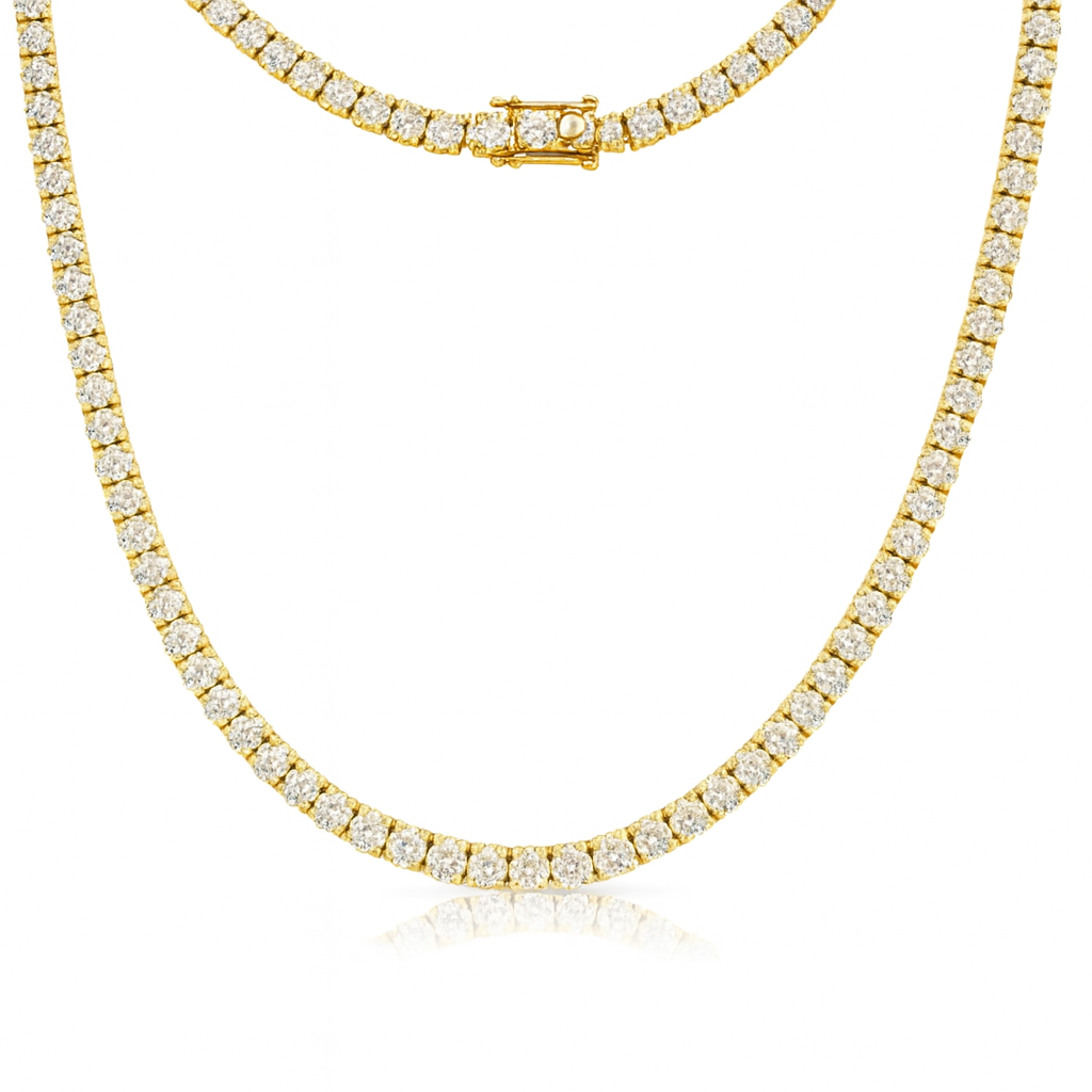 Lab Grown Oval Cut Diamond Tennis Necklace (18.00 ct.) North South 4-Prongs Setting in 14K Gold