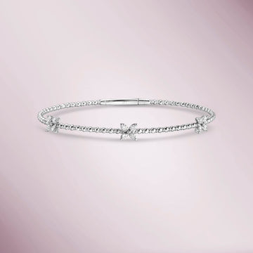Marquise Flower Diamond Flexible Bangle Bracelet (0.40 ct.) in 14K Gold