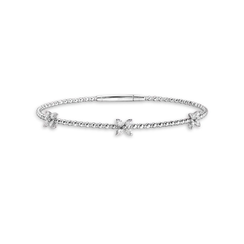 Marquise Flower Diamond Flexible Bangle Bracelet (0.40 ct.) in 14K Gold