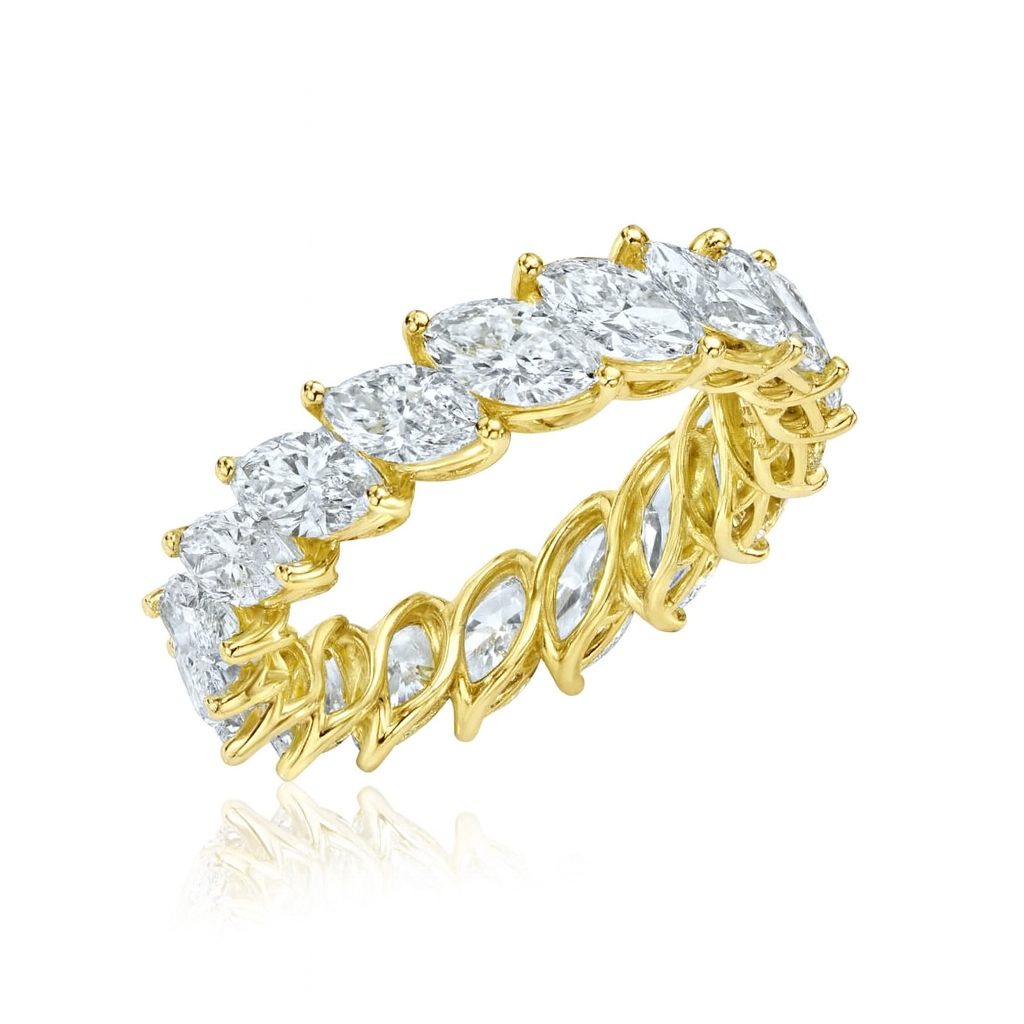 Marquise Shape Diamond Eternity Band (4.54 ct.) in 18K Gold