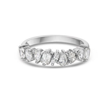 Multi Shape Diamond Halfway Band (0.80 Ct.) in 18K Gold