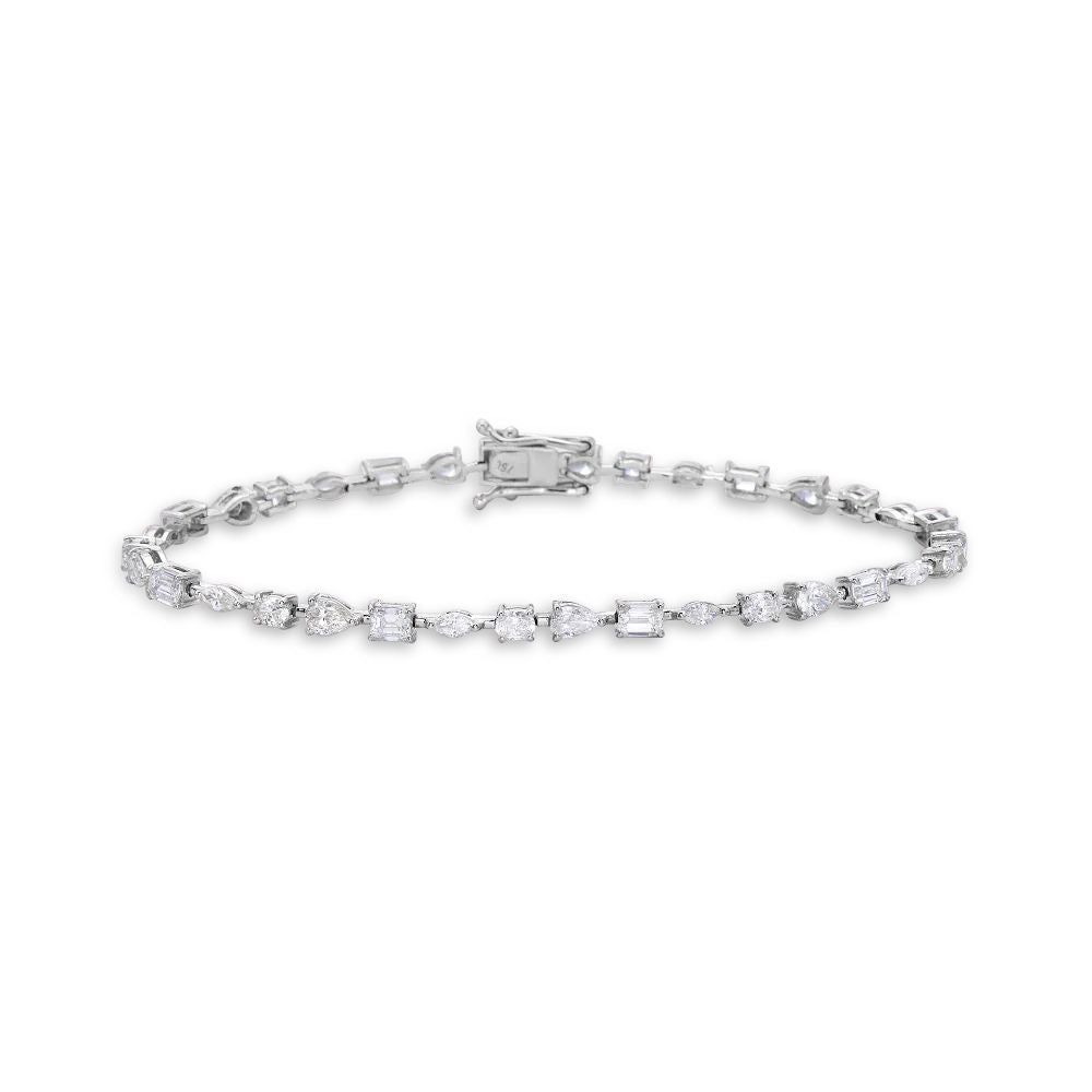 Multi Shape Diamond Bracelet (3.80 ct.) 18K Gold