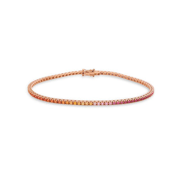 Multicolor Sapphire Tennis Bracelet ( 2.50 ct.) 4-Prongs Setting in 18K Gold, Made In Italy