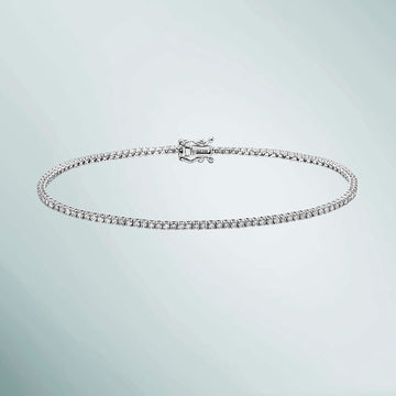 Natural Diamonds Tennis Bracelet ( 1.00 ct. t.w. ) in solid 14k Gold, 1.5 mm White Round Diamond 4-Prongs Tennis Bracelet