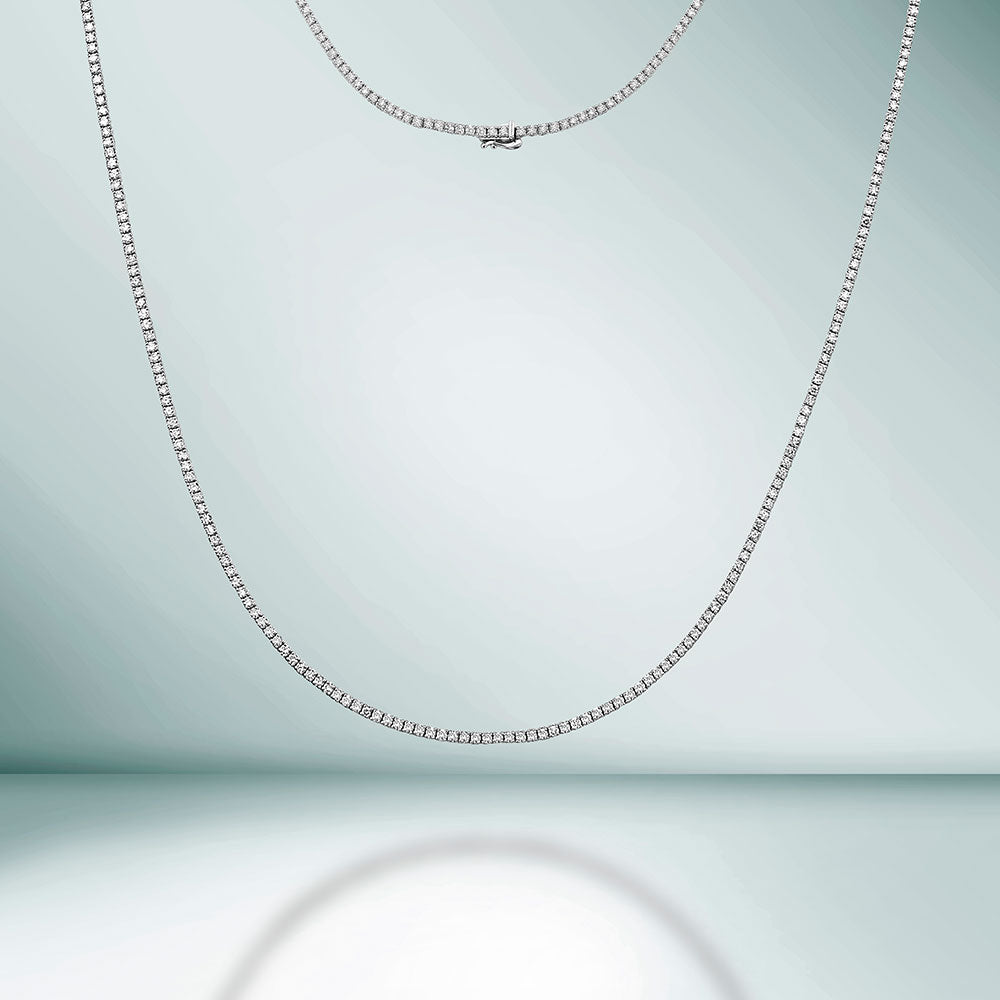 Diamond Tennis Necklace (5.50 ct.) 2 mm 4-Prongs Setting in 14K Gold