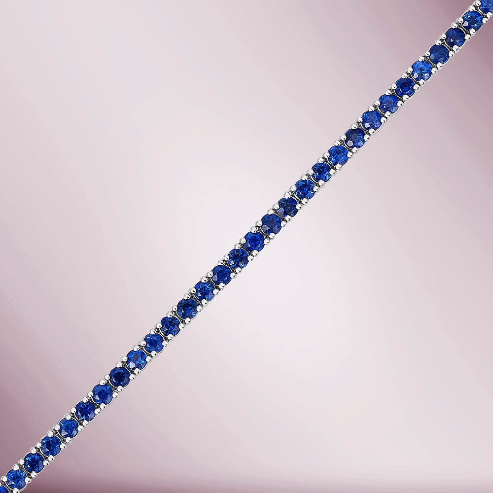 Blue Sapphire Tennis Bracelet (3.30 ct. ) 2.30 mm 4-Prongs Setting in 14K Gold