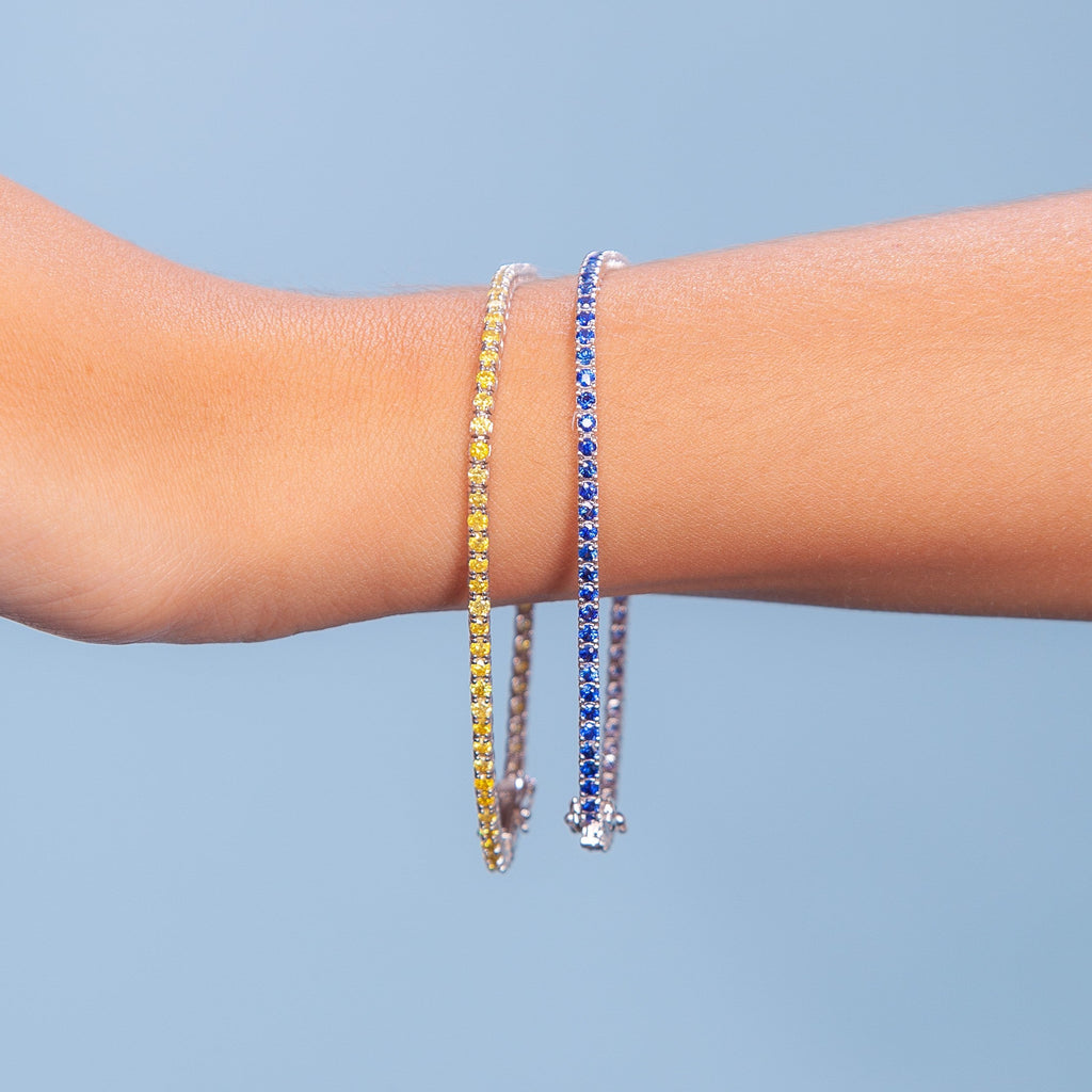 Blue Sapphire Tennis Bracelet (3.30 ct. ) 2.30 mm 4-Prongs Setting in 14K Gold