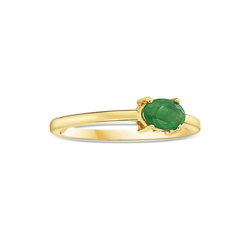 Oval Cut Emerald Solitaire Ring (0.41 ct.) 4-Prongs Setting in 14K Gold