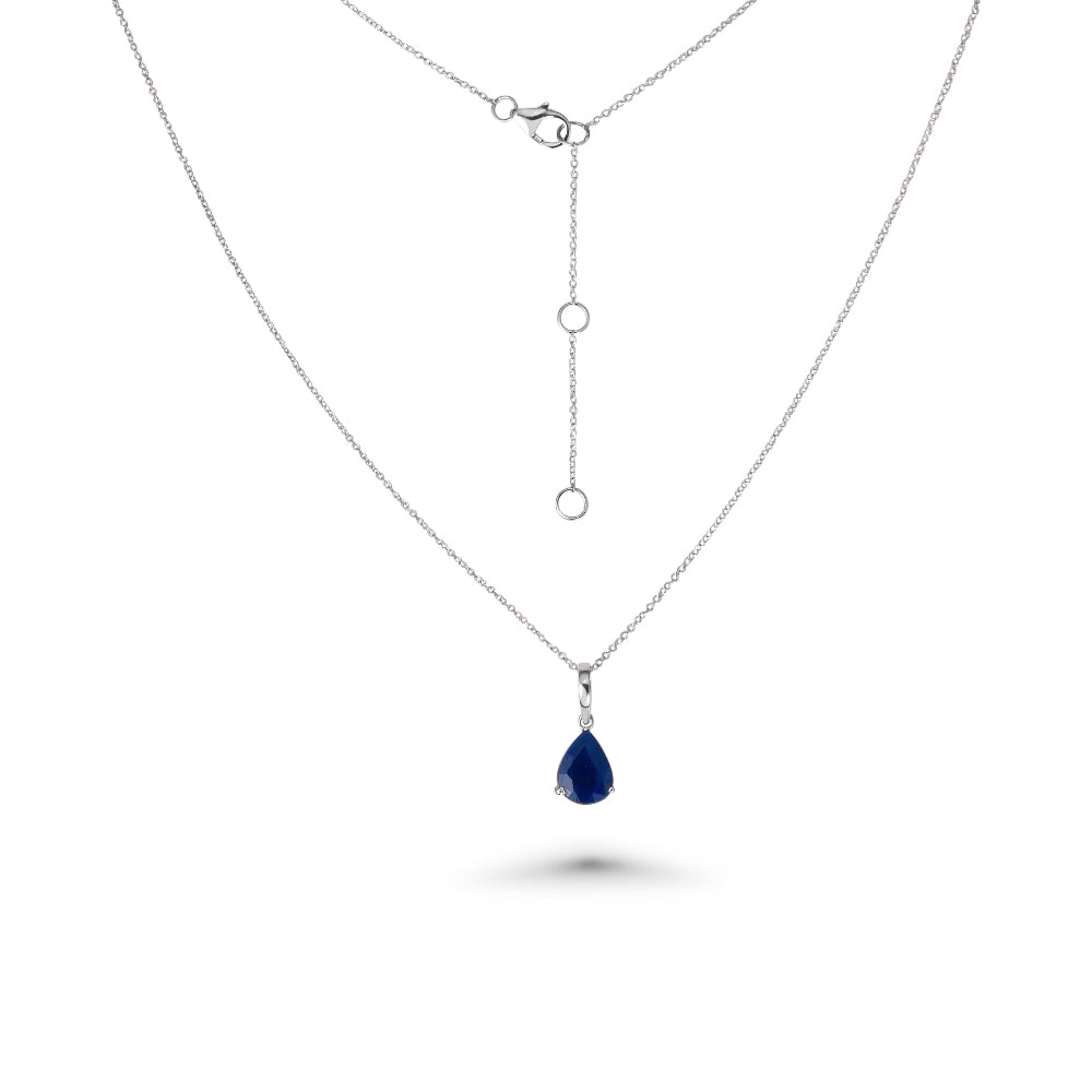 Pear Shape Blue Sapphire Necklace (2.50 ct.) in 14K Gold