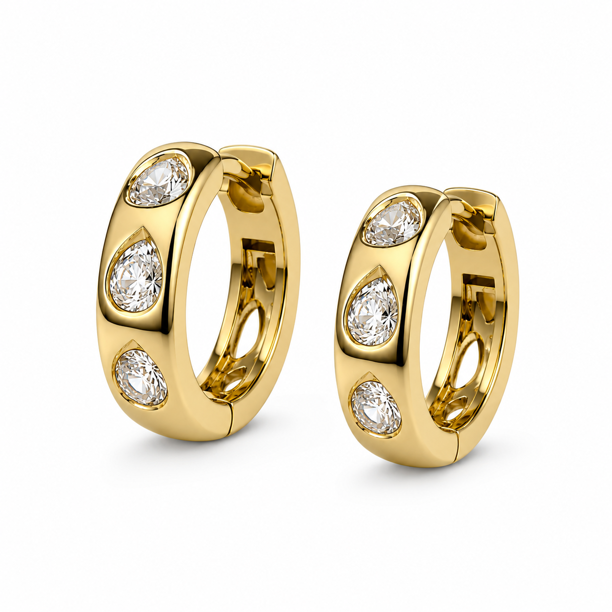 Pear Shape Diamond Hoop Earrings (0.65 CTW) – 14K Gold