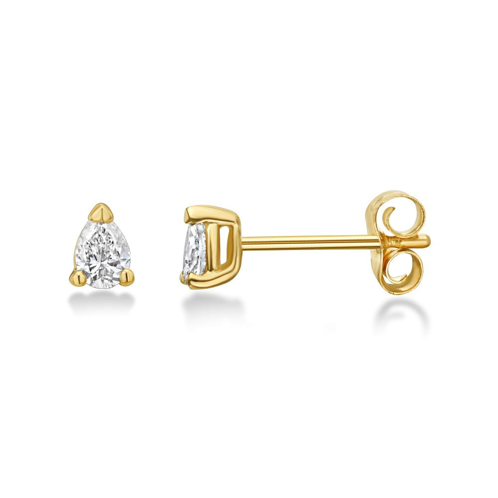 Pear Shape Diamond Micro Studs Earrings (0.20 ct.) in 14K Gold