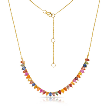 Pear Shape Rainbow Sapphire Necklace (6.00 ct.) in 14K Gold