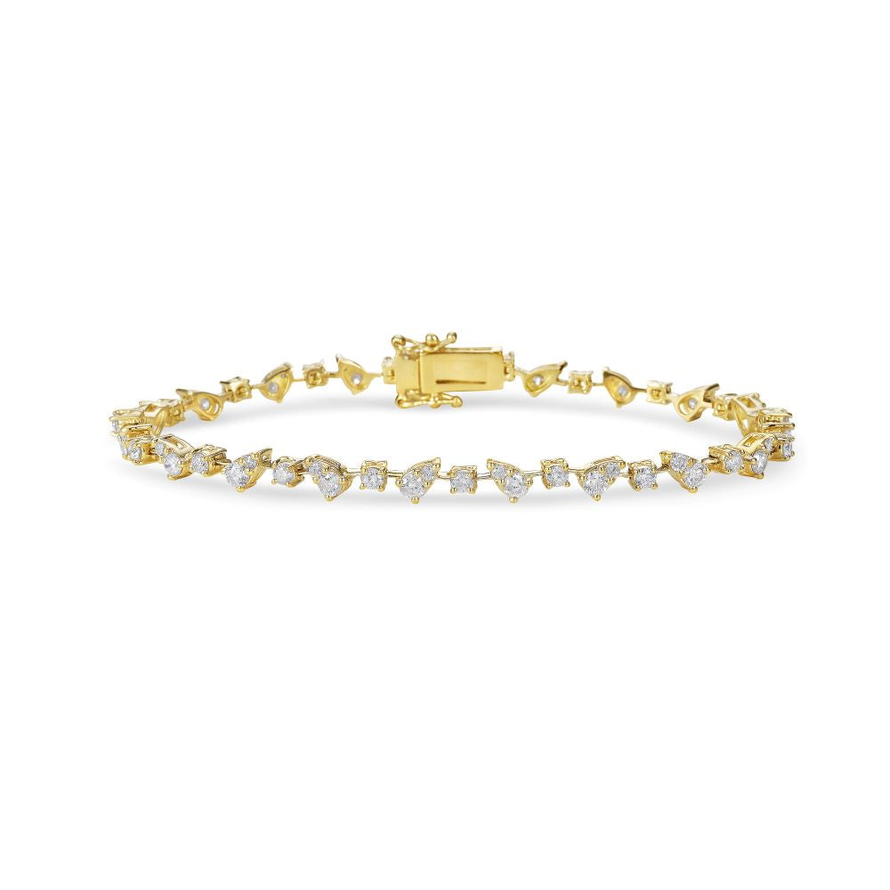 Pear Shape & Round Diamond Tennis Bracelet (2.50 ct.) in 14K Gold