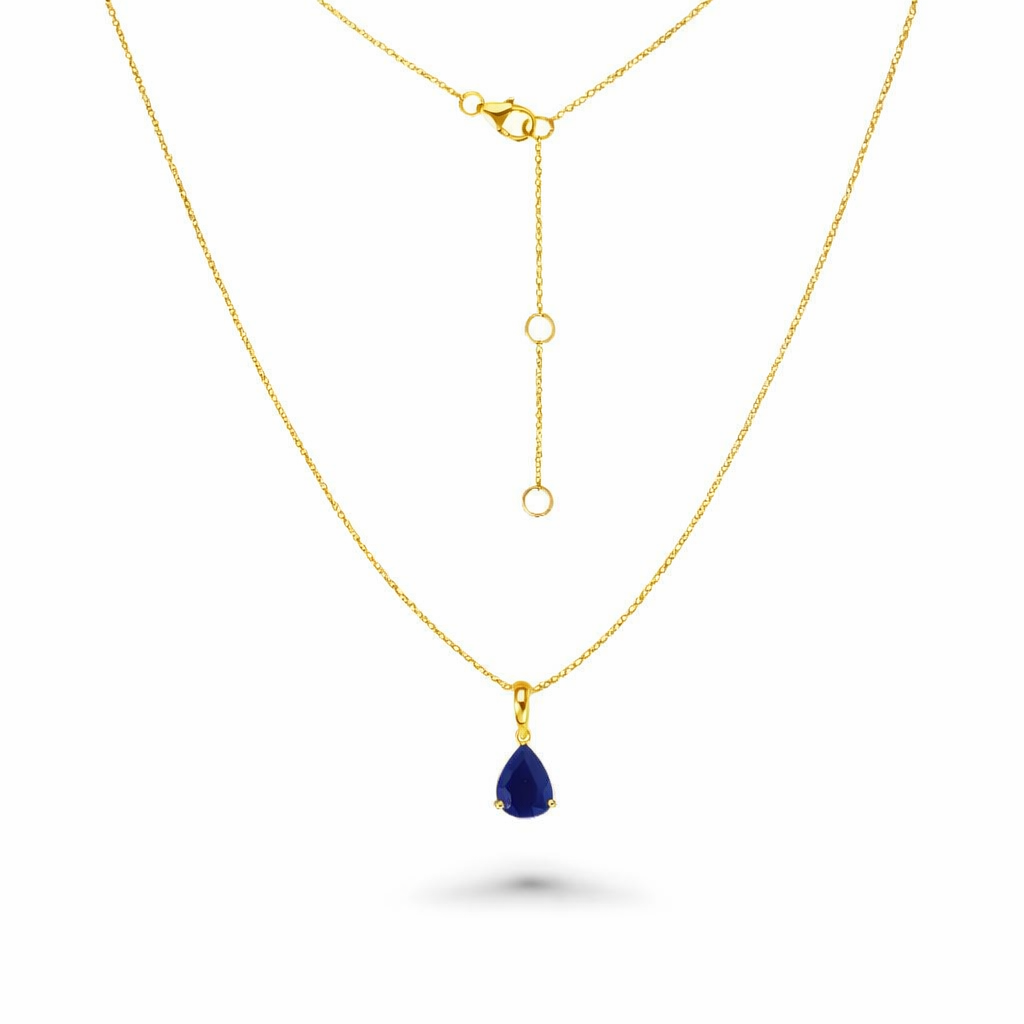 Pear Shape Blue Sapphire Necklace (2.50 ct.) in 14K Gold