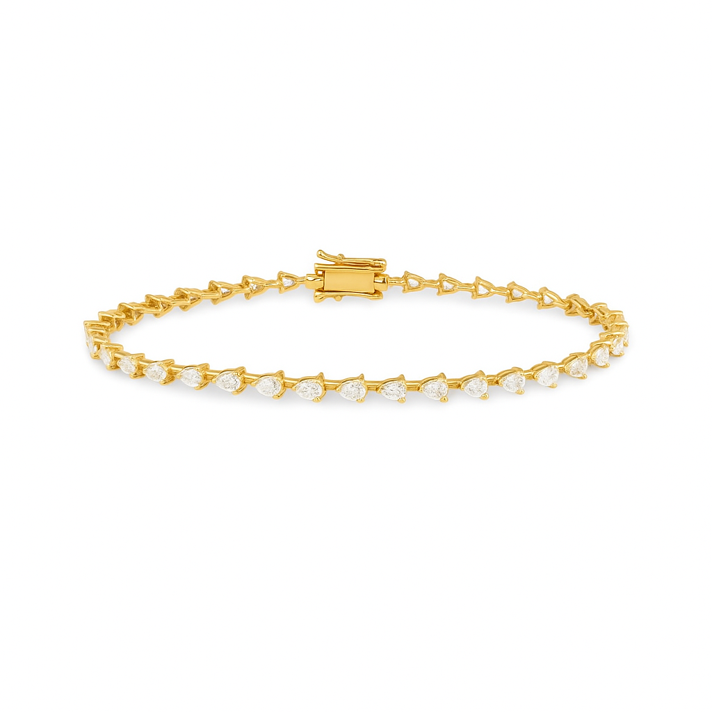Pear Shape Diamond Tennis Bracelet (3.70 ct.) 18K Gold