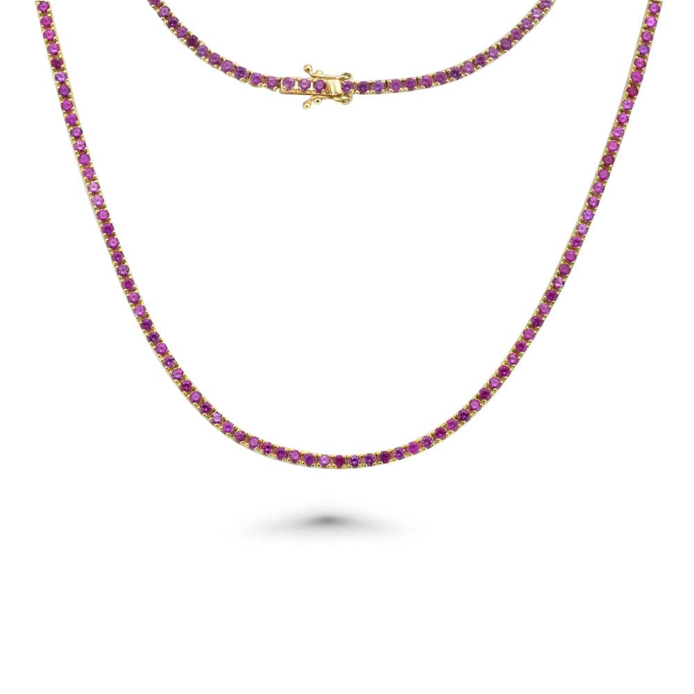 Pink Sapphire Tennis Necklace