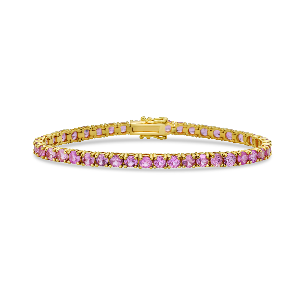Capucelli Pink Sapphires Tennis Bracelet (9.00 ct.) – 4-Prong Setting in 14K Gold